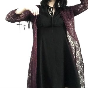vintage deep purple lace midi kimono